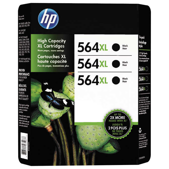 HP 564XL Ink Cartridge, Black, 3-count
