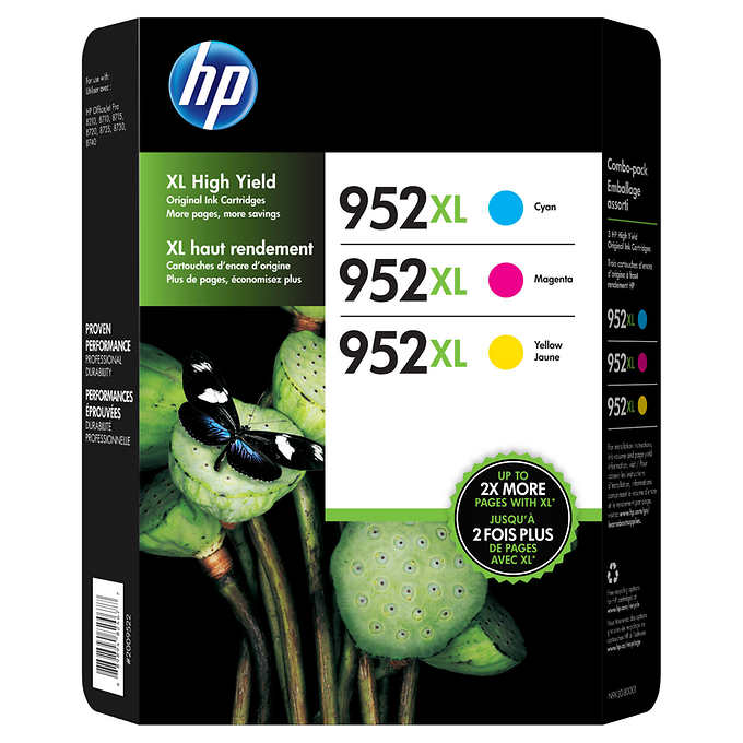 HP 952XL High Yield Ink Cartridge, Tri-Color Pack