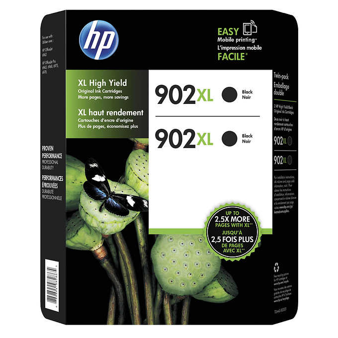 HP 902XL High Yield Ink Cartridge, Black, 2-count