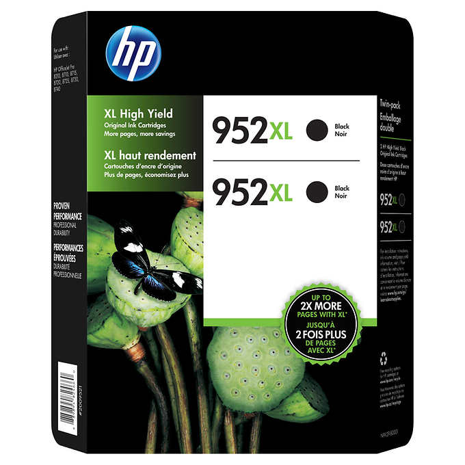 HP 952XL High Yield Ink Cartridge, Black, 2-count