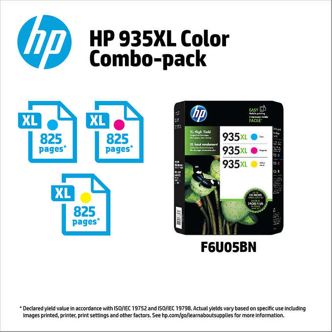 HP 935XL High Yield Ink Cartridges Color Combo Pack