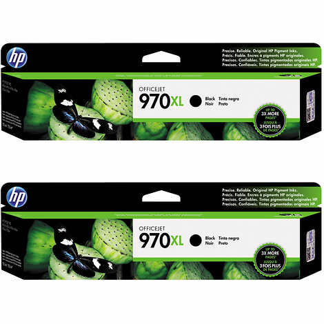 HP 970XL High Yield Ink Cartridge, Black, 2-pack