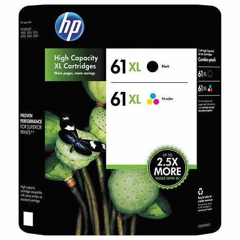 HP 61XL High Yield Ink Cartridge, Black & Multicolor, 2-count