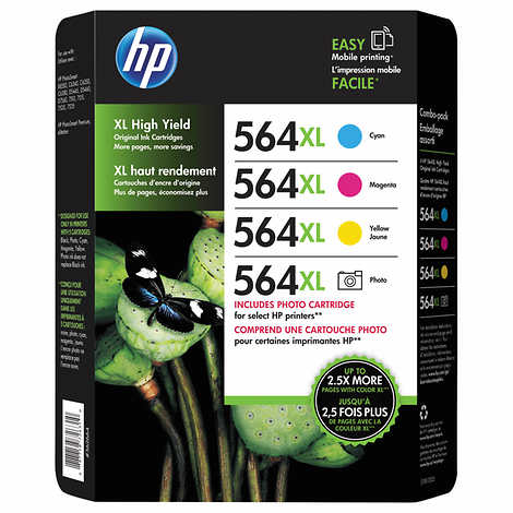 HP 564XL Photo & Ink Cartridge Tri-Color and Photo Black, Combo Pack