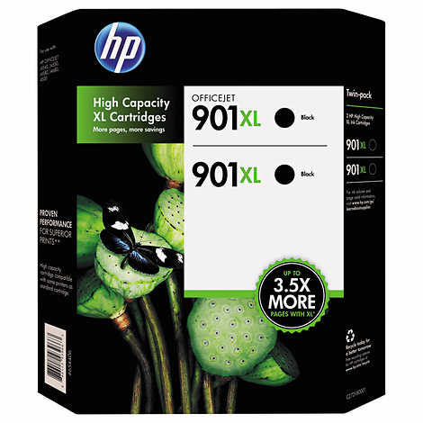 HP 901XL High Yield Ink Cartridge, Black, 2-count