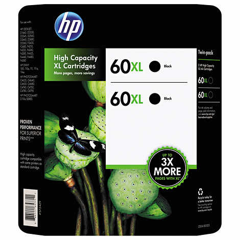 HP 60XL High Yield Ink Cartridge Black 2-count